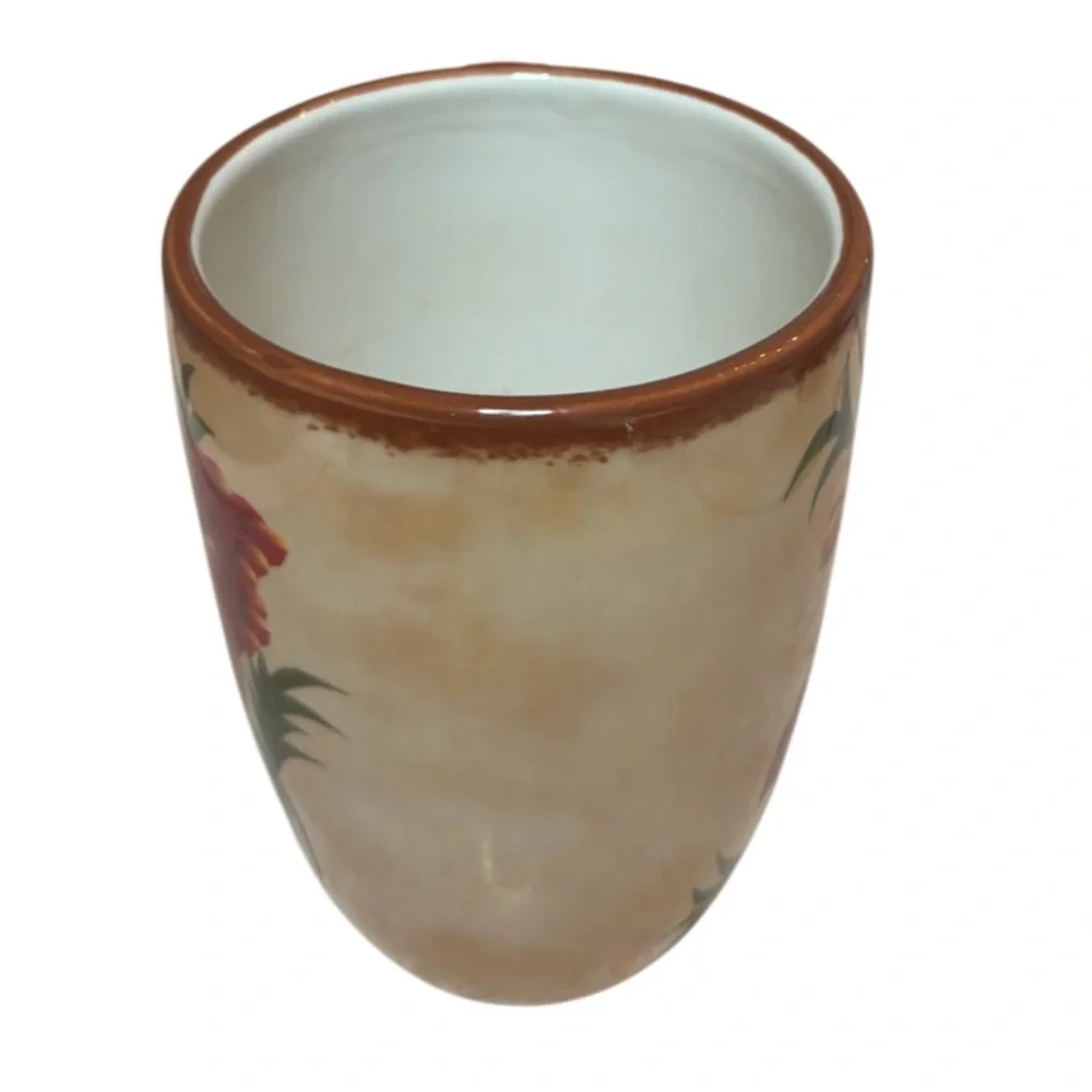 Pier 1 Poppies Mug 4 Piece Set Hand Painted Earthenware Replacements Red Floral
